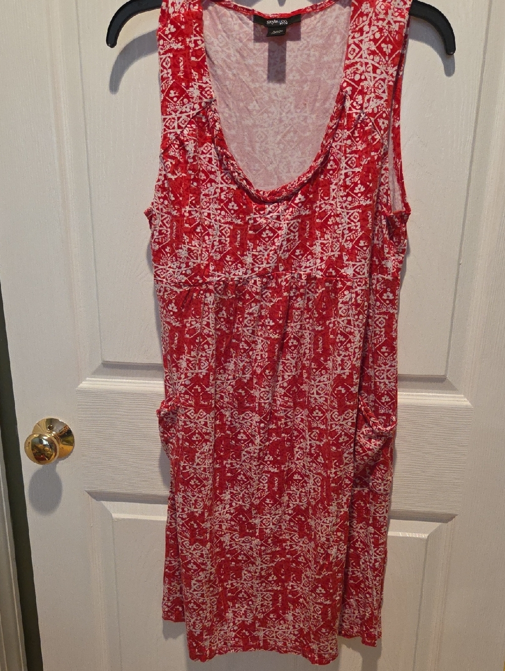 Style & Co. Red and White Patterned Top
